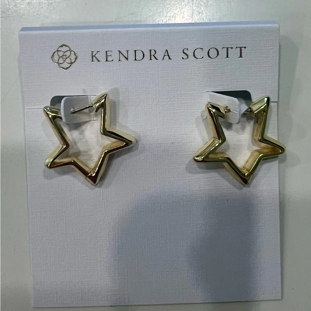 NWT-Kendra Scott Star Huggie Earrings in Gold - Picture 5 of 10